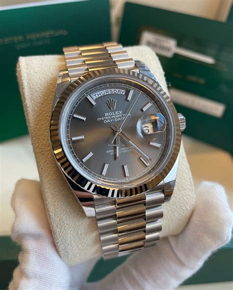 rolex 18k white gold day date 40|Rolex Day-Date gold 40mm.